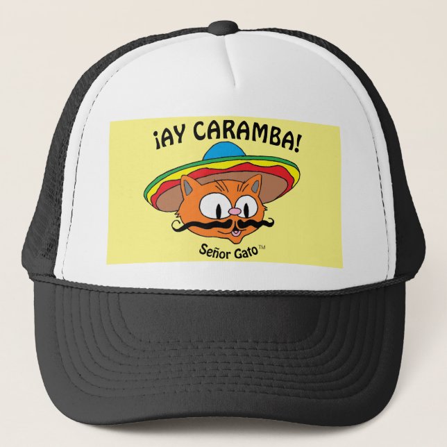¡AY CARAMBA! Senor Gato Mexikansk Tecknad Katt Keps (Framsida)