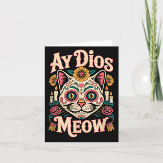 Ay Dios Meow Rolig Sockerskalle Katt Dia De Los Kort