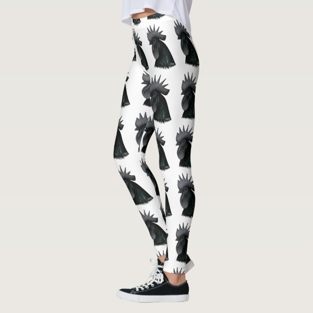 Ayam Cemani Tupp Head Leggings (Vänster)