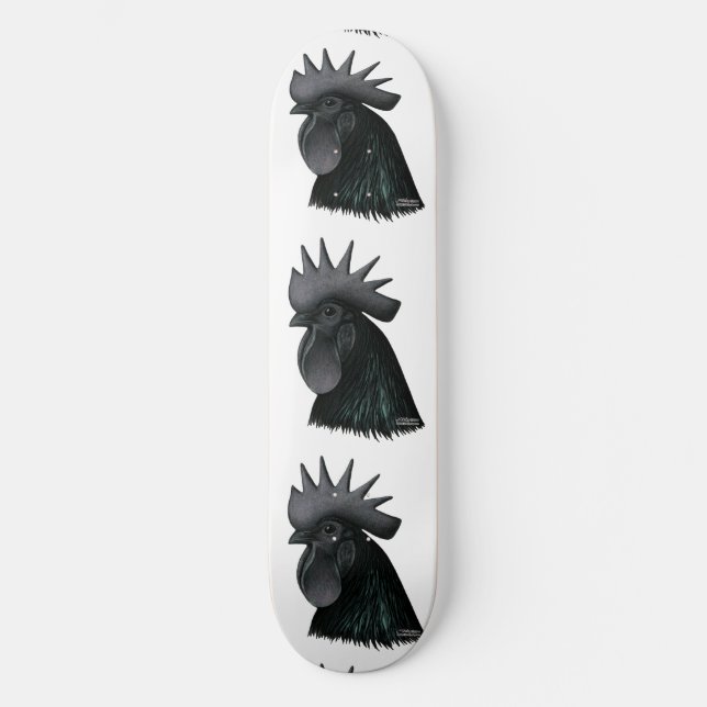 Ayam Cemani Tupp Head Mini Skateboard Bräda 18,5 Cm (Framsida)