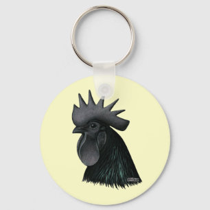 Ayam Cemani Tupp Head Nyckelring