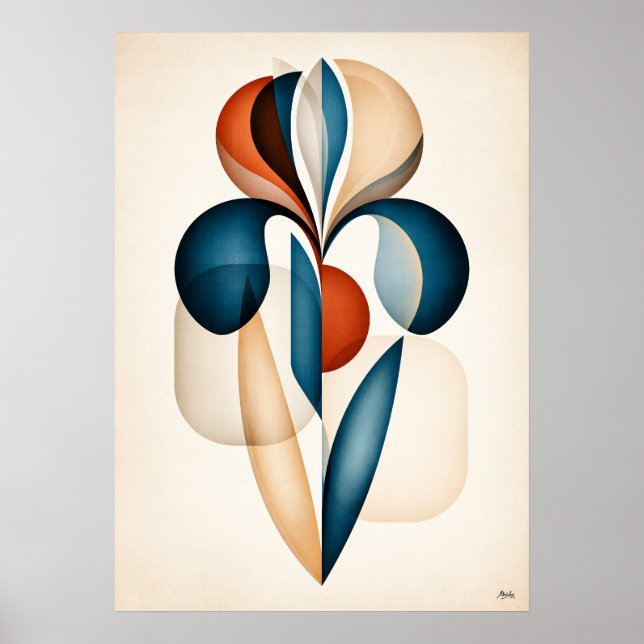Ayame Iris Japandi Blommig Geometri Poster (Framsidan)