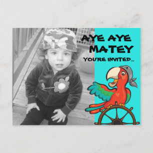 Aye Aye Pirat Parrot Inbjudan Vykort