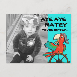Aye Aye Pirat Parrot Inbjudan Vykort