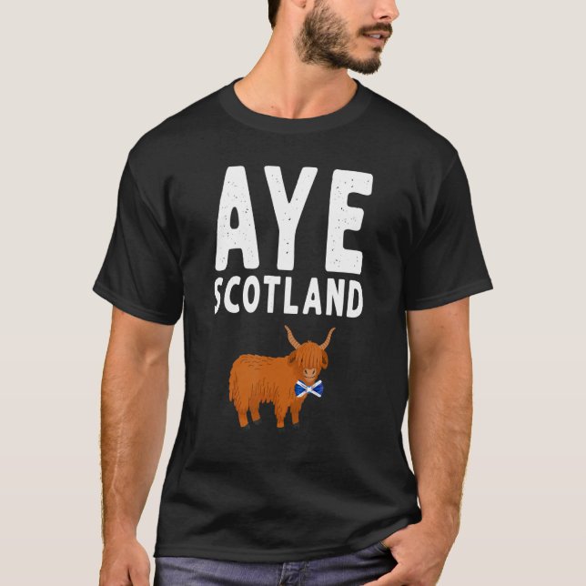 Aye Scotland Highland Cow Idea for Women & Aye Sco T Shirt (Framsida)