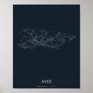 Ayer Massachusetts Gatukarta Poster (Natt)