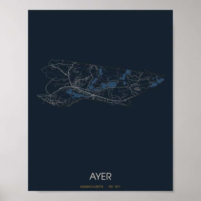 Ayer Massachusetts Gatukarta Poster (Natt) (Framsidan)