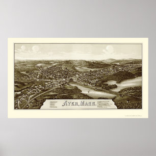Ayer, MORSA Panoramic Karta - 1886 Poster