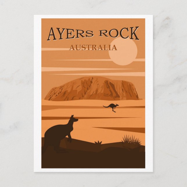 Ayers Rock Australien Vintage Resa Affisch Vykort (Framsida)