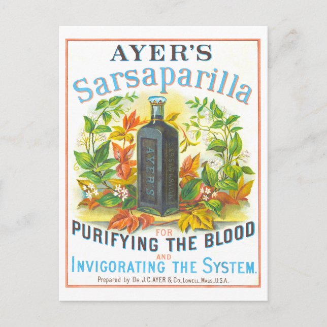 Ayers Sarsaparilla Vintage Medicine Advertisement Vykort (Framsida)