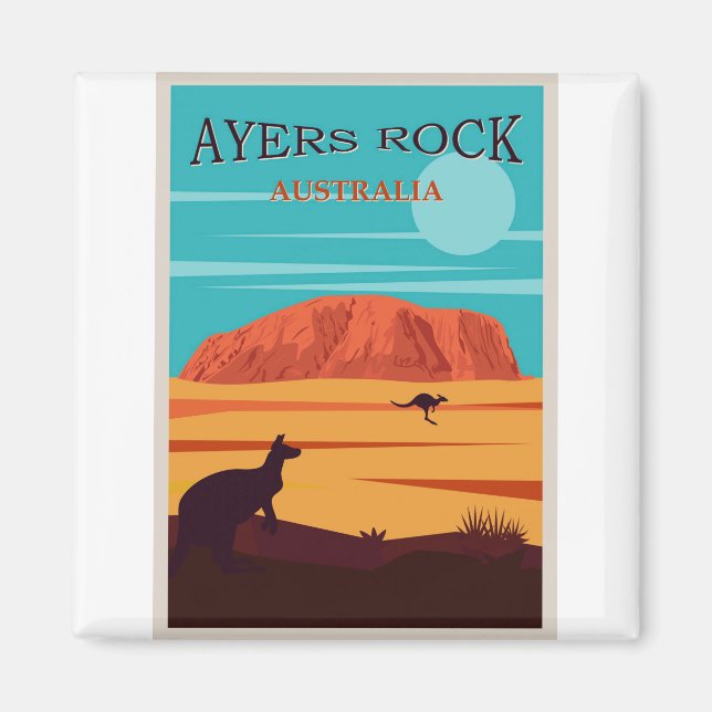 Ayers Sten Australia, Uluru Travel Poster Magnet (Framsidan)