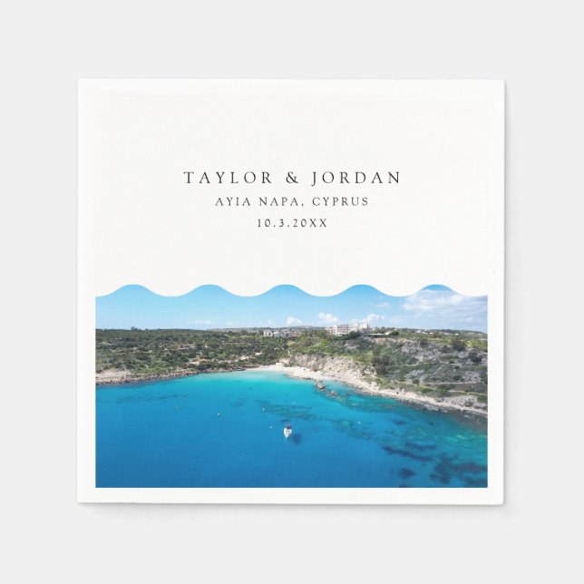 Ayia Napa Bröllop Cypern Anpassningsbar Cocktail N Pappersservett (Framsidan)