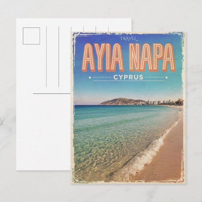 Ayia Napa Cyprus, vita gåvor från stranden vid Med Vykort (Fram/baksida)