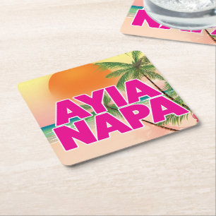 Ayia Napa Helgdag poster Underlägg Papper Kvadrat