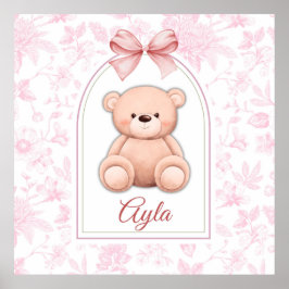 Ayla | Anpassningsbar Rosa Nalle Försörjningsdesig Poster