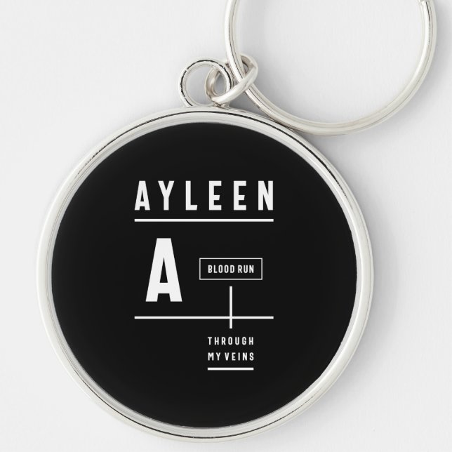 Ayleen Personlig Namn Birthday Gift Rund Silverfärgad Nyckelring (Framsidan)