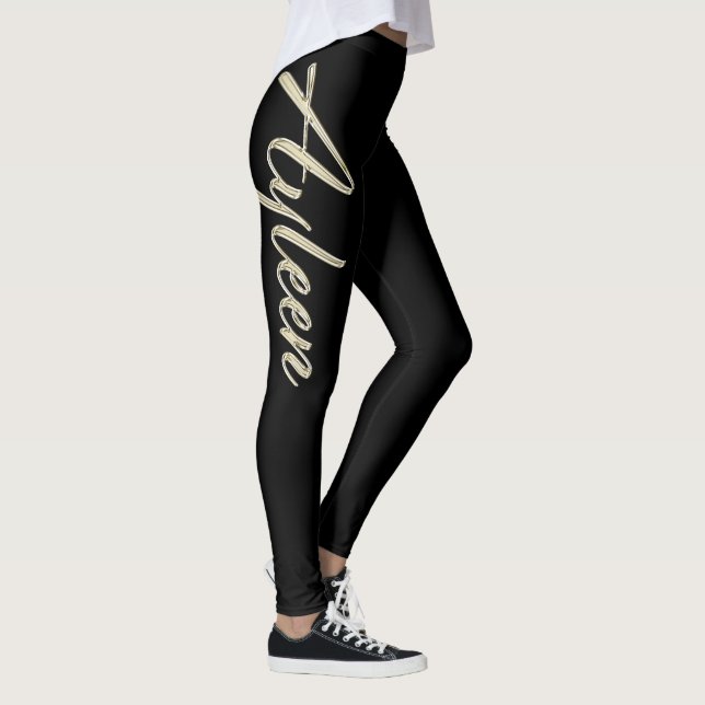 Ayleen white gold Handwriting Hose Leggings (Höger)