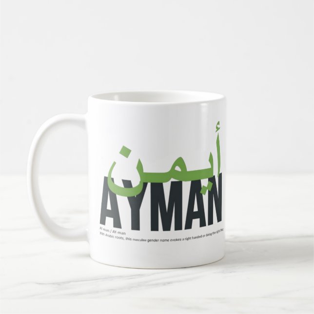 Ayman Namn Pronción and Meaning Kaffemugg (Vänster)