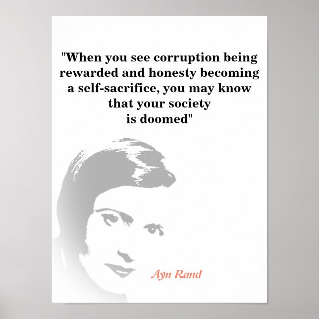Ayn Rand-citat i ditt döende samhälle Poster (Framsidan)