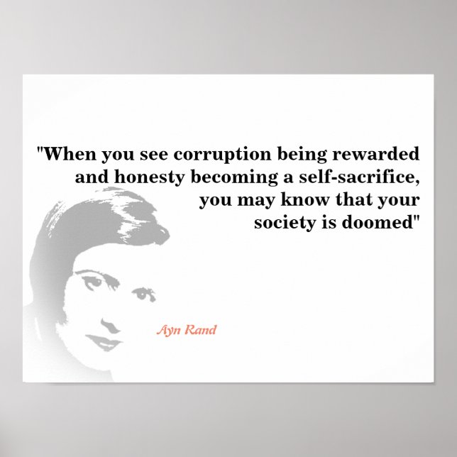 Ayn Rand-citat i ditt döende samhälle Poster (Framsidan)