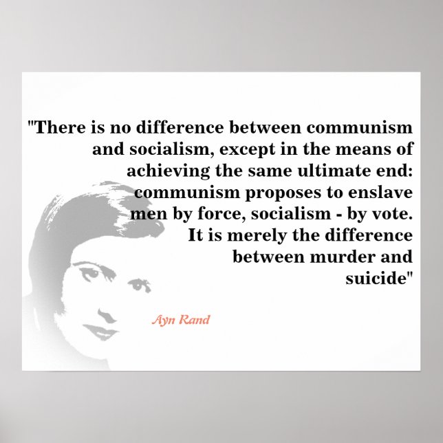 Ayn Rand citerar socialism och kommunism Poster (Framsidan)
