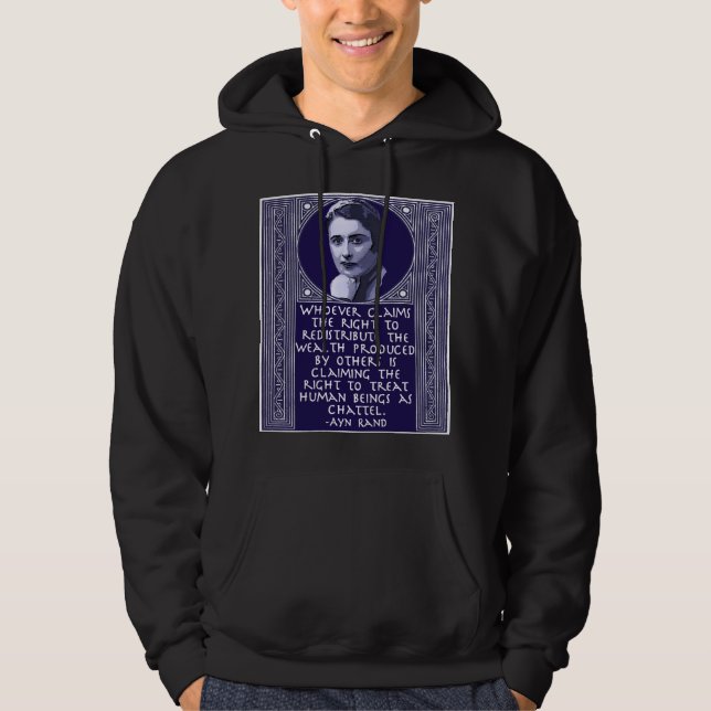 Ayn Rand på Redistribution av rikedom Sweatshirt Med Luva (Framsida)