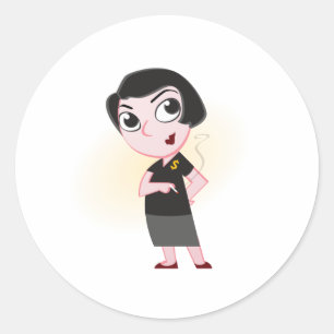 Ayn Rand Tecknad Sticker Runt Klistermärke