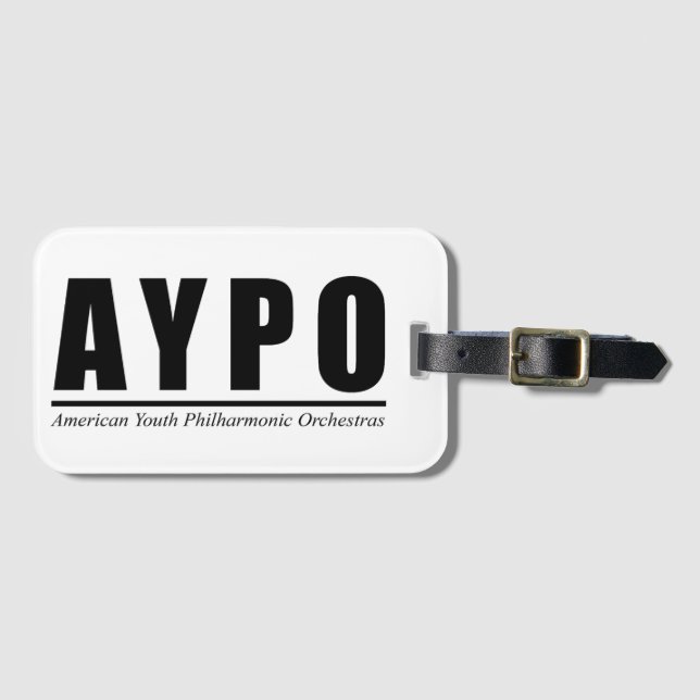AYPO-Logotyp (svart) - resagemärke Bagagebricka (Framsida horisontal)
