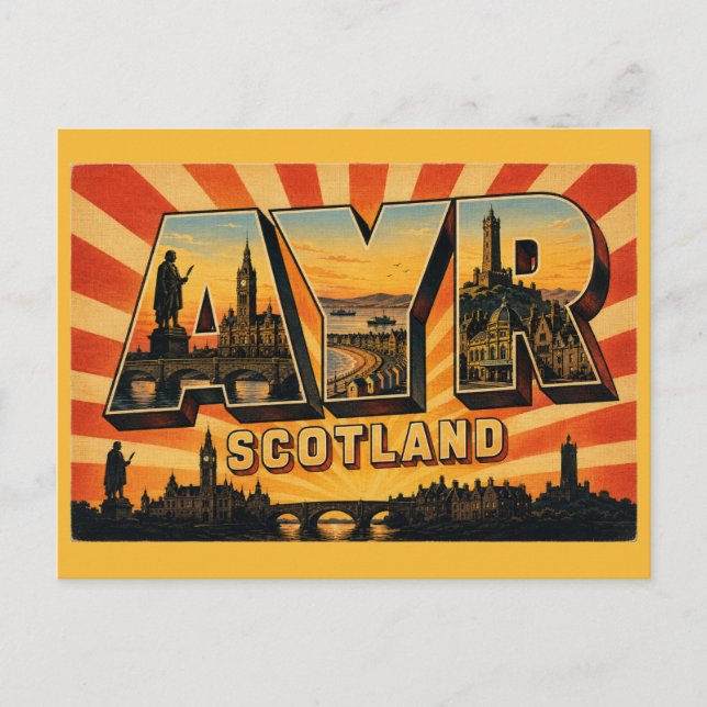 Ayr Skottland Burns-staty Vykort (Framsida)