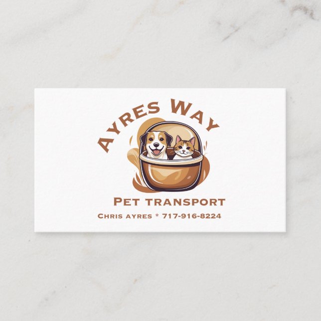 Ayres Way Pet Transport  Visitkort (Framsida)