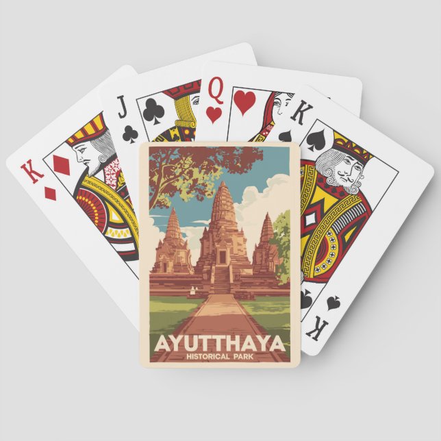 Ayutthaya Historical Park Illustration Travel Art Casinokort (Baksidan)