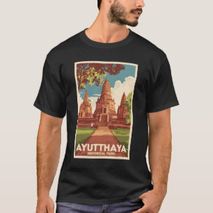 Ayutthaya Historical Park Illustration Travel Art T Shirt