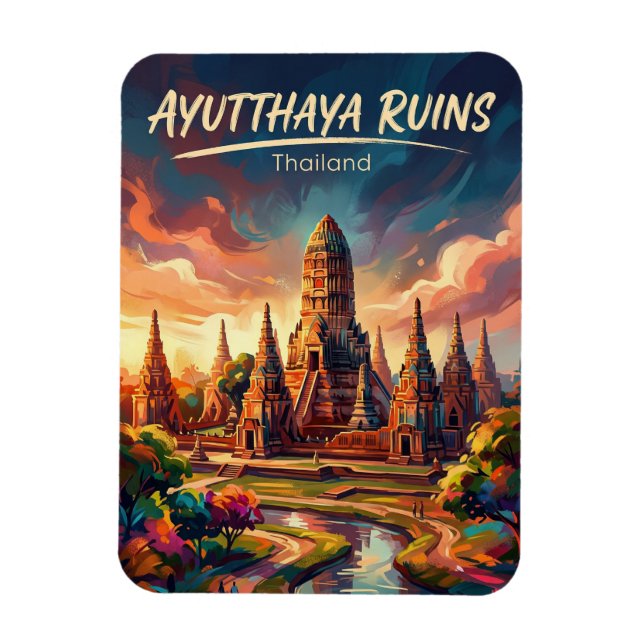Ayutthaya historiska park Thailand Magnet (Vertikal)