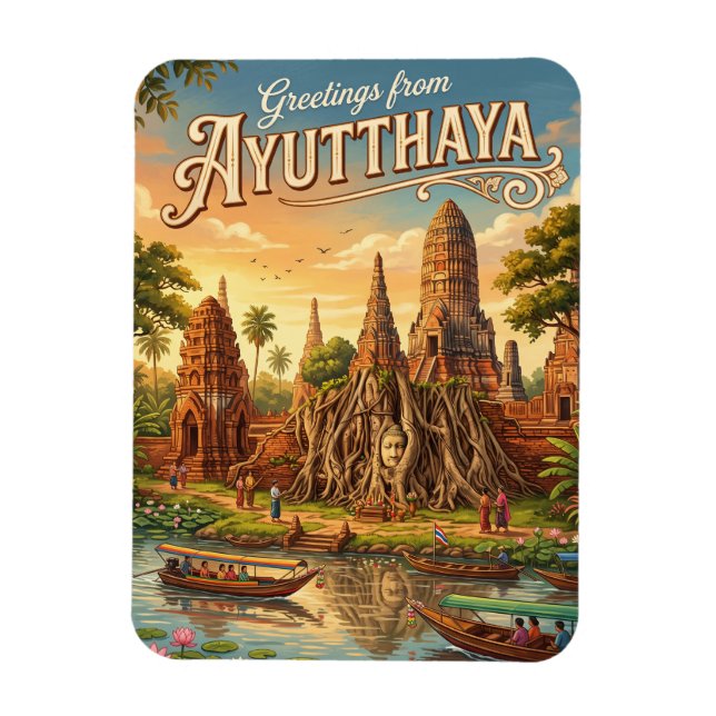 Ayutthaya historiska park Thailand Magnet (Vertikal)