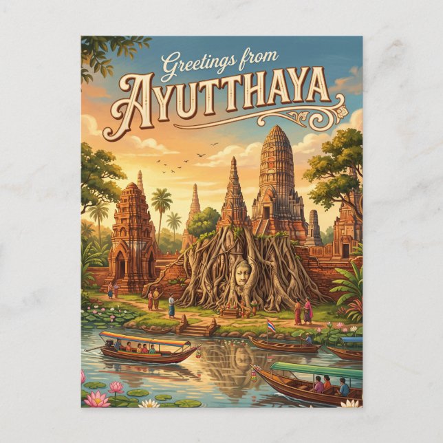 Ayutthaya historiska park Thailand Vykort (Framsida)