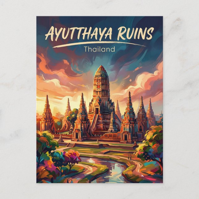 Ayutthaya historiska park Thailand Vykort (Framsida)