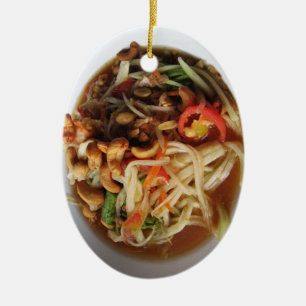Ayutthaya kryddig Papayasallad [somen Tam] med Julgransprydnad Keramik