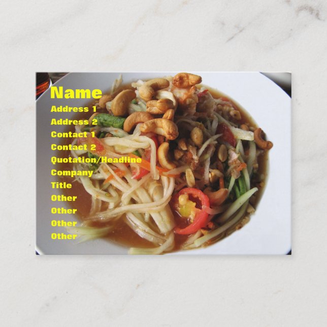 Ayutthaya Spicy Papaya Salad [Som Tam] med Cashew Visitkort (Framsida)