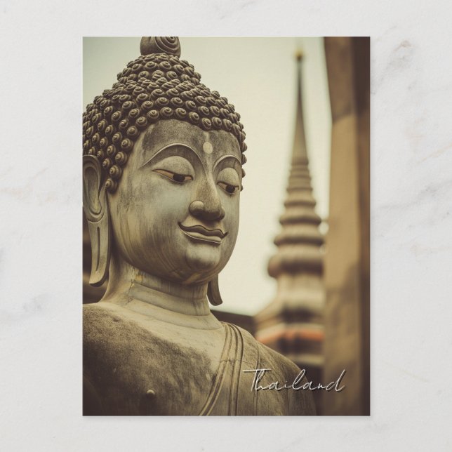 Ayutthaya Thailand Buddha-staty Vykort (Framsida)