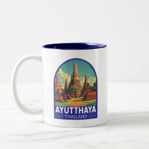 Ayutthaya Thailand Resa Konst Emblem Två-Tonad Mugg