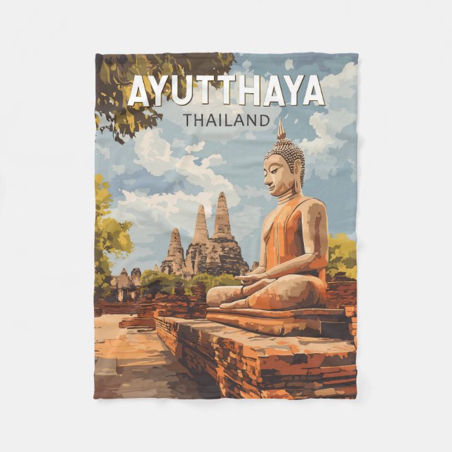 Ayutthaya Thailand Resa Konst Vintage Fleecefilt (Framsidan)