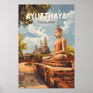 Ayutthaya Thailand Resa Konst Vintage Poster