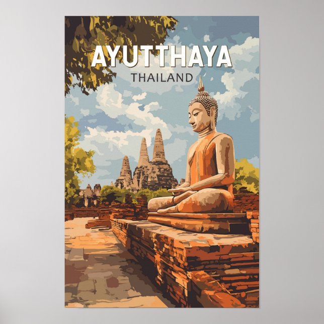 Ayutthaya Thailand Resa Konst Vintage Poster (Framsidan)
