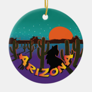 AZ Arizona jul Howling Coyote Julgransprydnad Keramik