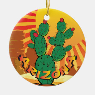 AZ Arizona jul Prickly Pear Cactus Julgransprydnad Keramik