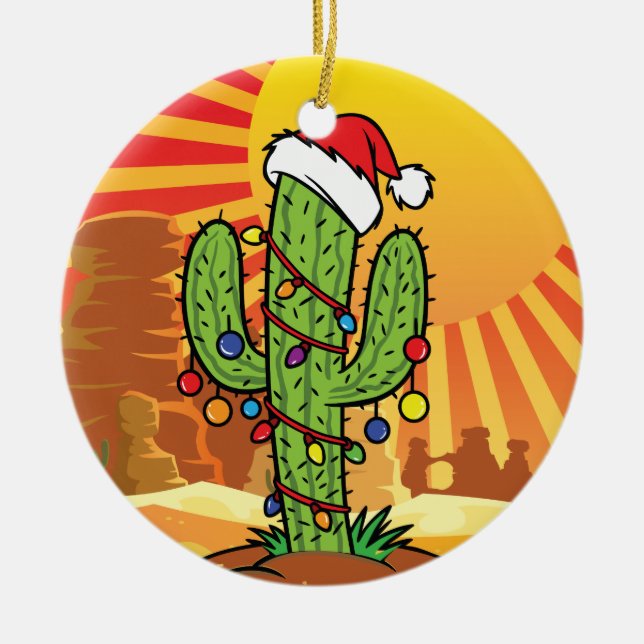 AZ Arizona jul Saguaro Cactus Julgransprydnad Keramik (Framsidan)