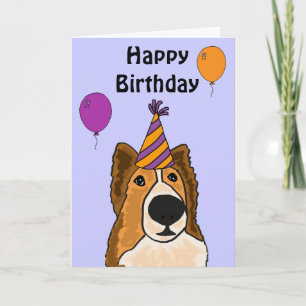 AZ- Cute Shelty Hund Birthday Card Kort