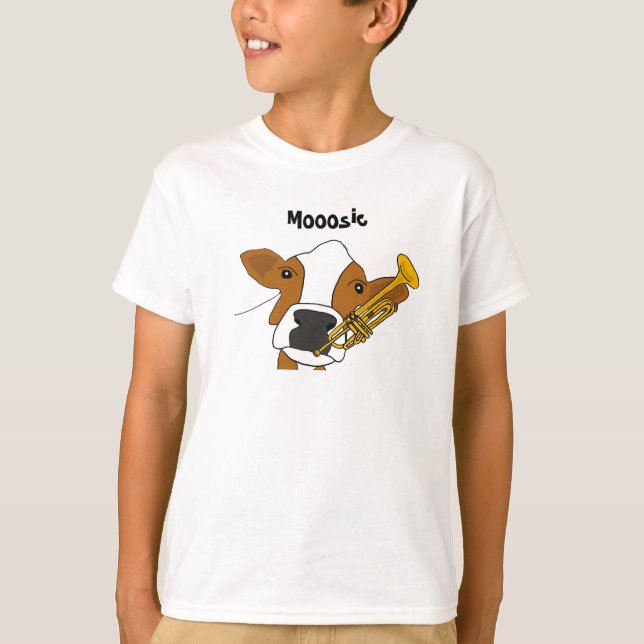 AZ- Funny Cow och Trumpet Shirt Tee Shirt (Framsida)