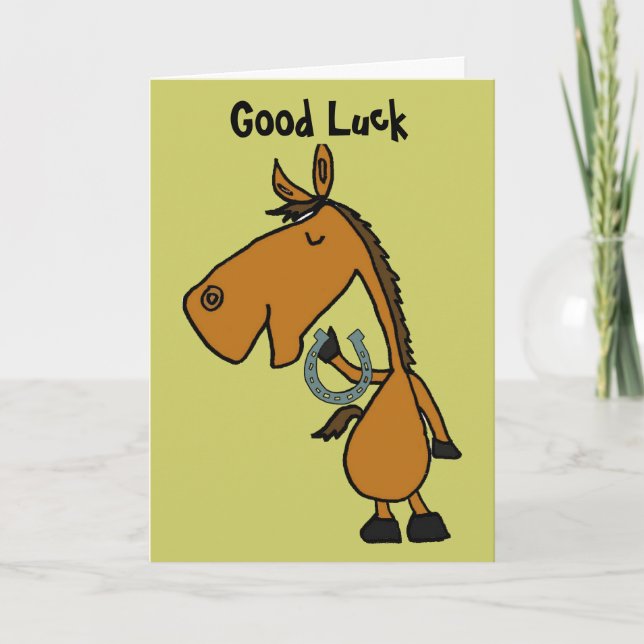 AZ- Horse and Horse Shooe Lycka till Card Kort (Framsida)