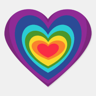 AZ- Rainbow Heart Stickers Hjärtformat Klistermärke